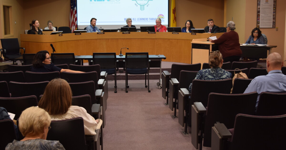 The Las Cruces Public School Board listens to a presentation.