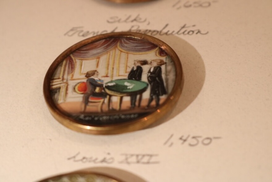 The older the button, the more expensive. This hand painted button from the French Revolution sells for $1,450.