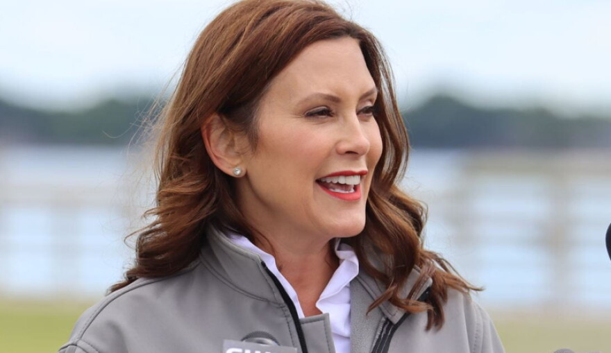 File: Governor Gretchen Whitmer speaks with reporters