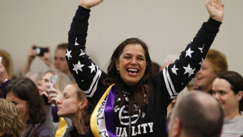 Both houses of Virginia's legislature voted to ratify the Equal Rights Amendment, but the ERA's future is uncertain: Its original deadline elapsed decades ago. Here, an ERA supporter reacts to a Virginia Senate committee's vote to advance the ERA amendment last week.