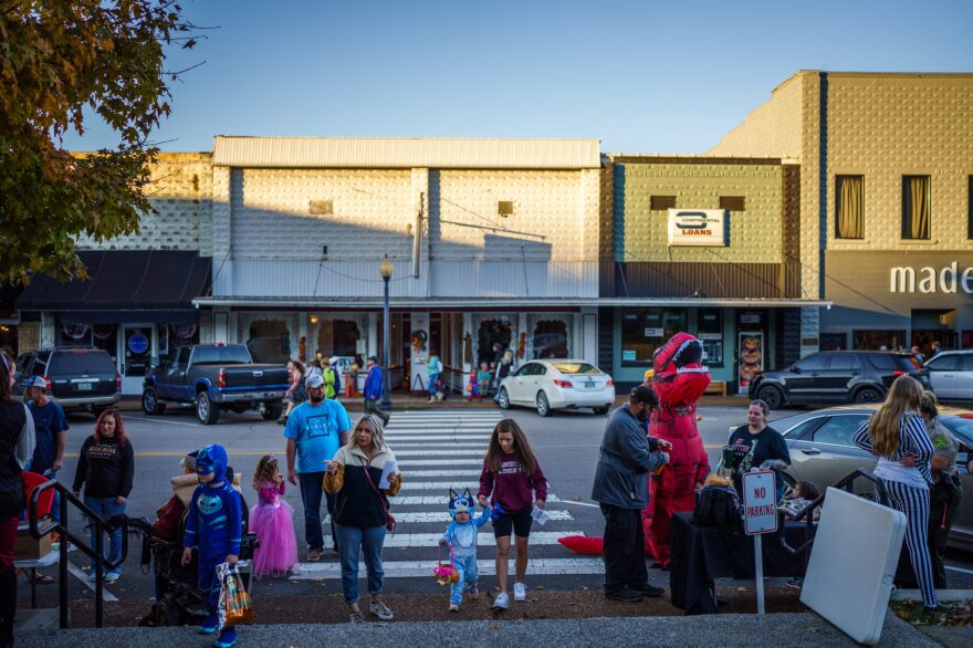 Trick or Treating gets underway during the Halloween in Downtown Waverly.