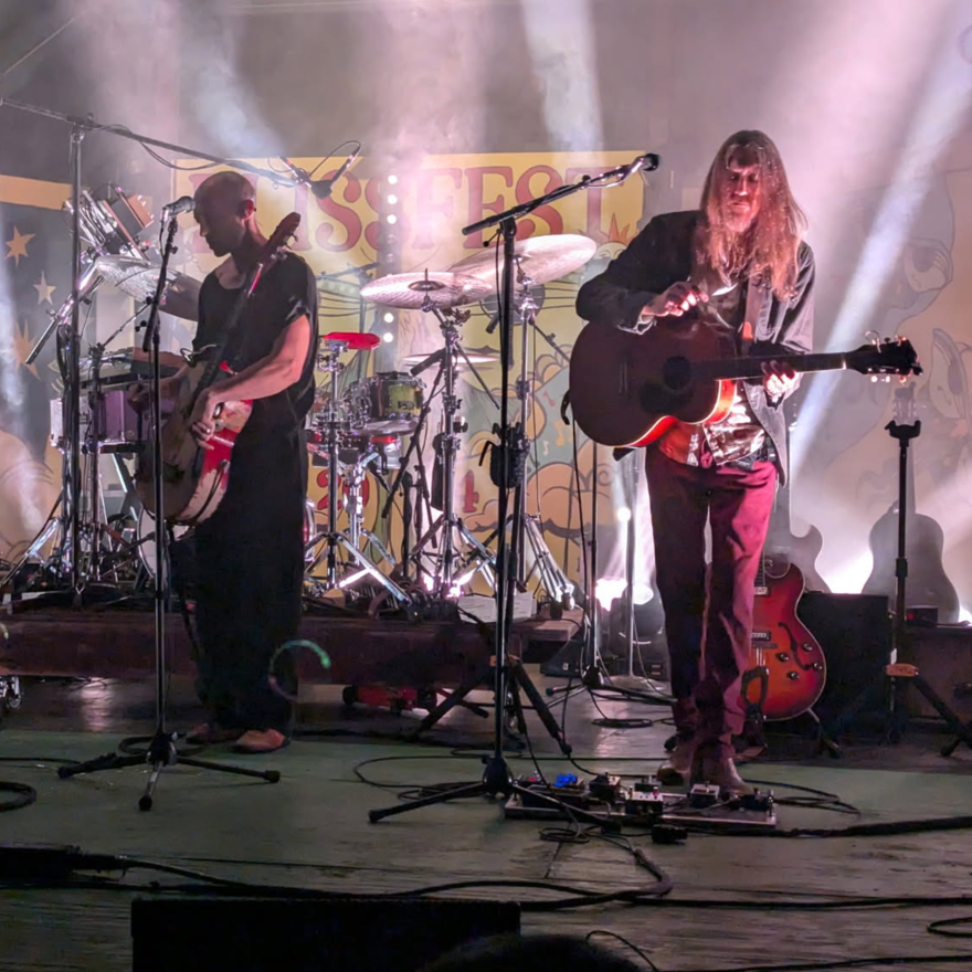 A band performs on the Blissfest main stage during the 2026 festival. Rachel Graham said she’s attended the festival for 20 years and now brings her kids along.