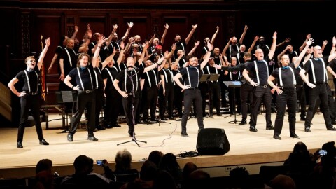 The Rochester Gay Men’s Chorus performs.