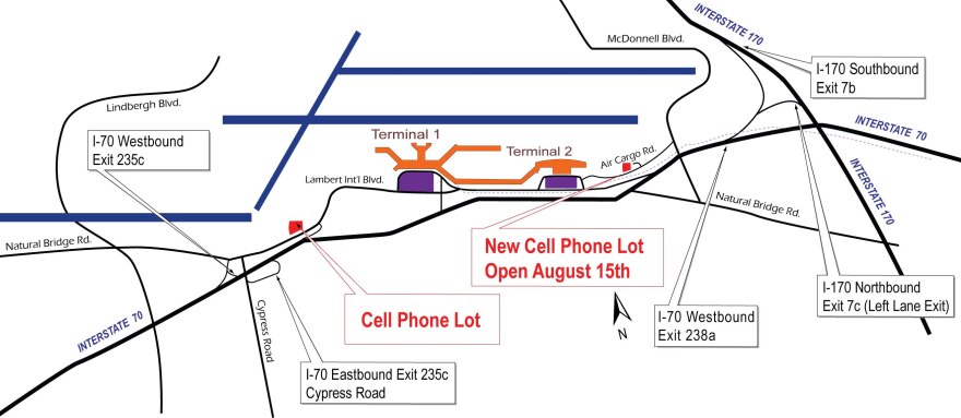 Second Cellphone Lot To Open At Lambert Airport St Louis Public Radio Lambert St Louis Airport Map