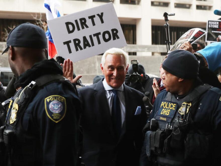 Roger Stone arrived at the federal courthouse in Washington on Tuesday for his arraignment. The longtime political consultant pleaded not guilty to the charges of false statements and obstruction.