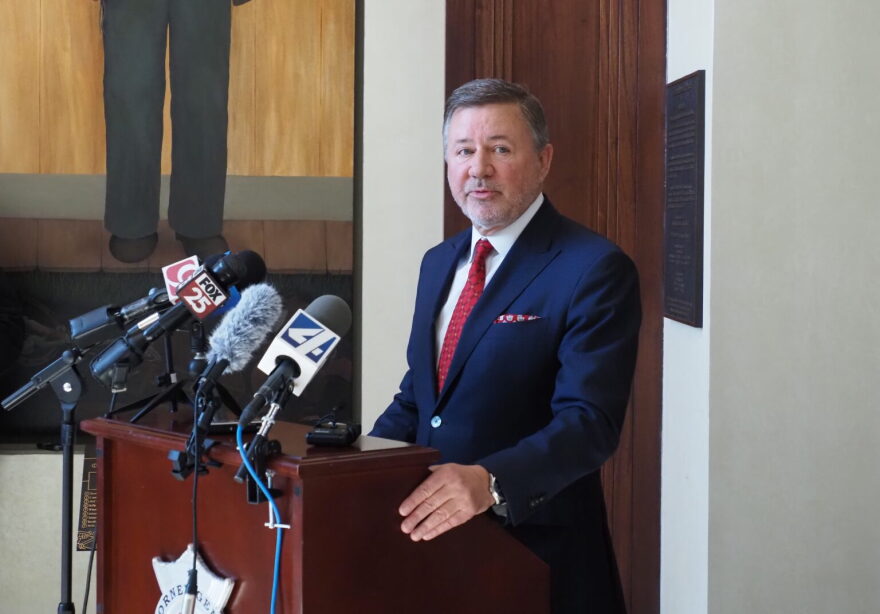 Attorney General Gentner Drummond speaks at a press conference Feb. 25, 2025, in Oklahoma City.