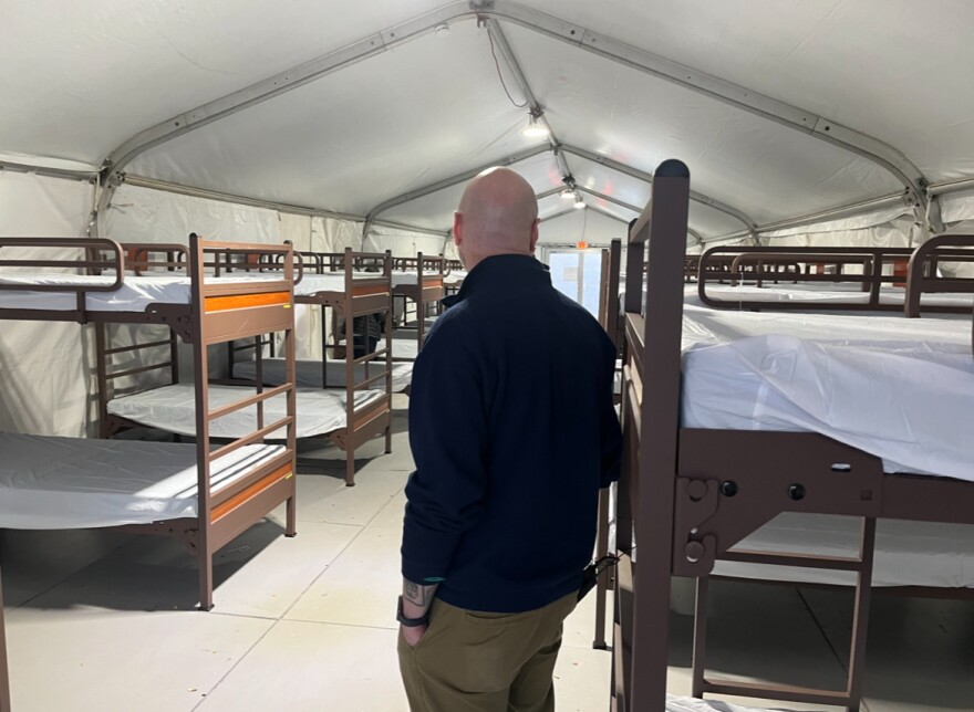 Lexington’s Office of Homelessness Prevention and Intervention manager Jeff Herron stands inside Lexington's seasonal homeless shelter off Versailles Rd.