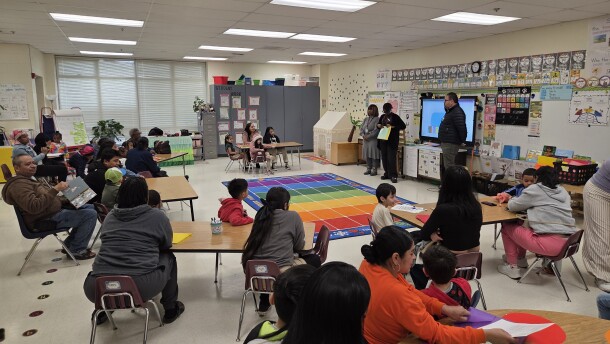 Kindergarten students and their families learn about segmentation and other early literacy skills assessed by the DIBELS exam.