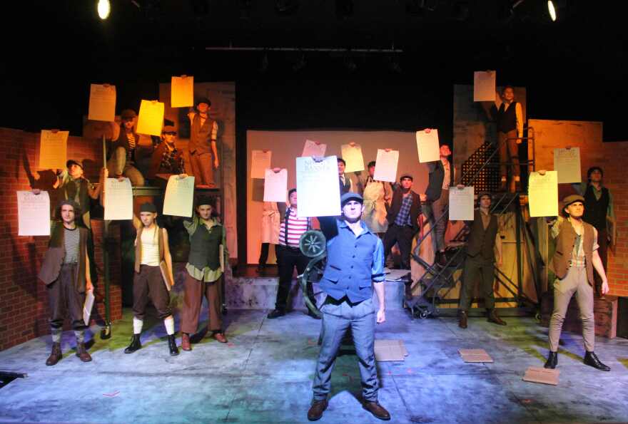 Scene from Fort Myers Theatre's 2026 production of 'Newsies'