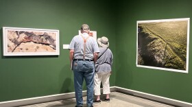 Visitors to the Yellowstone Art Museums view pieces in the new exhbit, "The Language of the Land: Ucross Native American Fellowship Artists