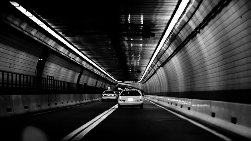 Driving through a tunnel in Boston, Massachusetts.