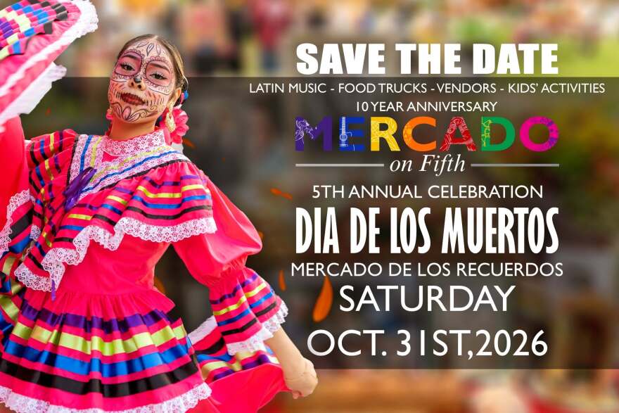 The 5th-annual Day of the Dead celebration at Mercado on Fifth will be Saturday, Oct. 31 from 10 a.m. to 5 p.m.