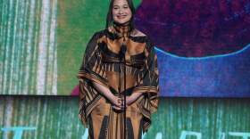 Lily Gladstone presents the Robert Altman award during the Film Independent Spirit Awards. If she wins the Oscar for Best Actress, she'll be the first Native American woman to win. (Chris Pizzello/AP)