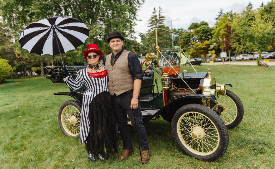 Harrisville community members dressed up to celebrate the opening of the 100-year-old safe.