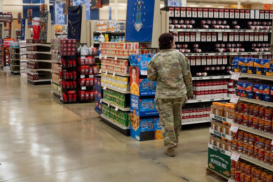 A service member shops at the JBER commissary on July 24, 2025.