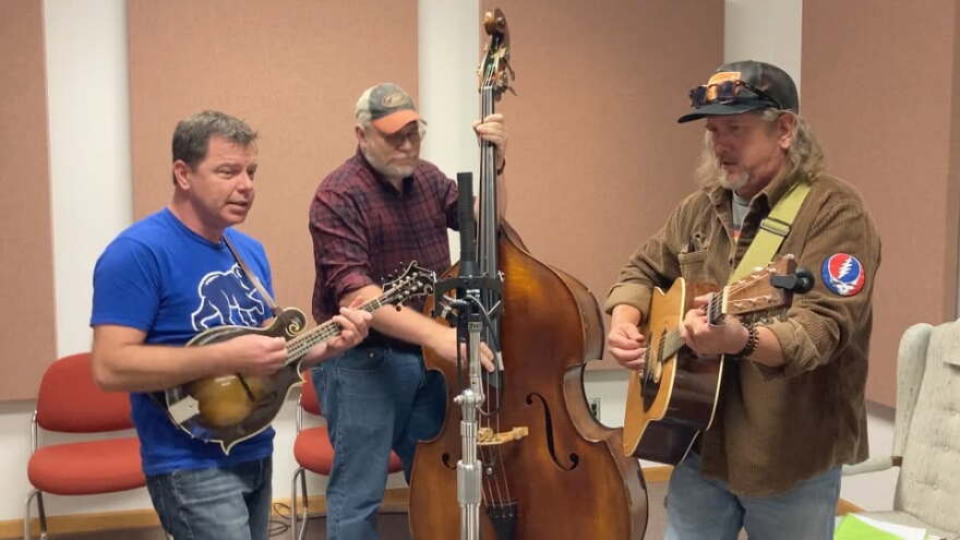 Bluegrass band Full Cord performing in Blue Lake studios.