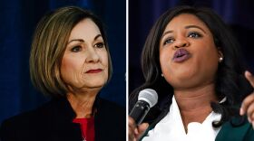 Madeleine King/Iowa Public Radio; Charlie Neibergall/AP Photo/Iowa Public Radio/AP