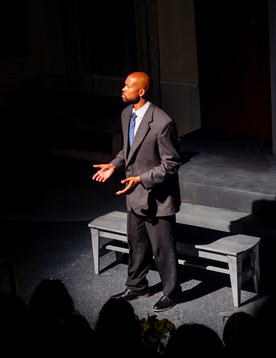 Nate Davis plays Joshua Angel, who has to learn what it means to be human when he's assigned to oversee a sinner, in "The Fall of Heaven" at Jubilee Theatre.