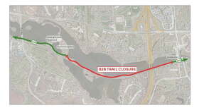 The B2B Trail in Gallup Park is closed, due to deteriorating culverts and the risk of sinkholes and will remain closed until the city confirms conditions are safe for reopening.