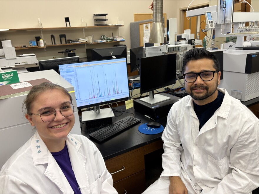 Students who worked with Bikram Subedi. From left to right: Emilia Lomnicki and Ramesh Sapkota.