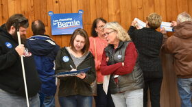 Supporters of Democratic presidential candidate, Sen. Bernie Sanders (I-VT) were calculated as viable on February 3, 2020 at a caucus site in Carpenter, Iowa.  