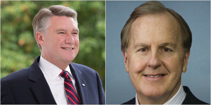In the GOP primary in May for the 9th Congressional District, Mark Harris (left) won almost all of the absentee by mail ballots cast in Bladen County.