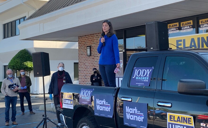 Elaine Luria speaks to supporters during her 2020 campaign against Republican Scott Taylor. She lost her seat two years later to current Republican U.S. Rep. Jen Kiggans.