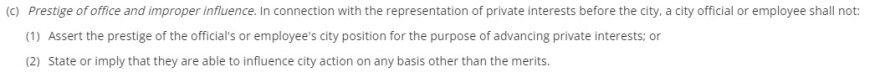 Section 2-47c of the city's ethics code.