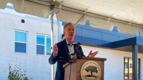 Gov. Ned Lamont speaking about the benefits of Transit Oriented Developments at the grand opening of a largely affordable apartment complex in Naugatuck October 26, 2026.