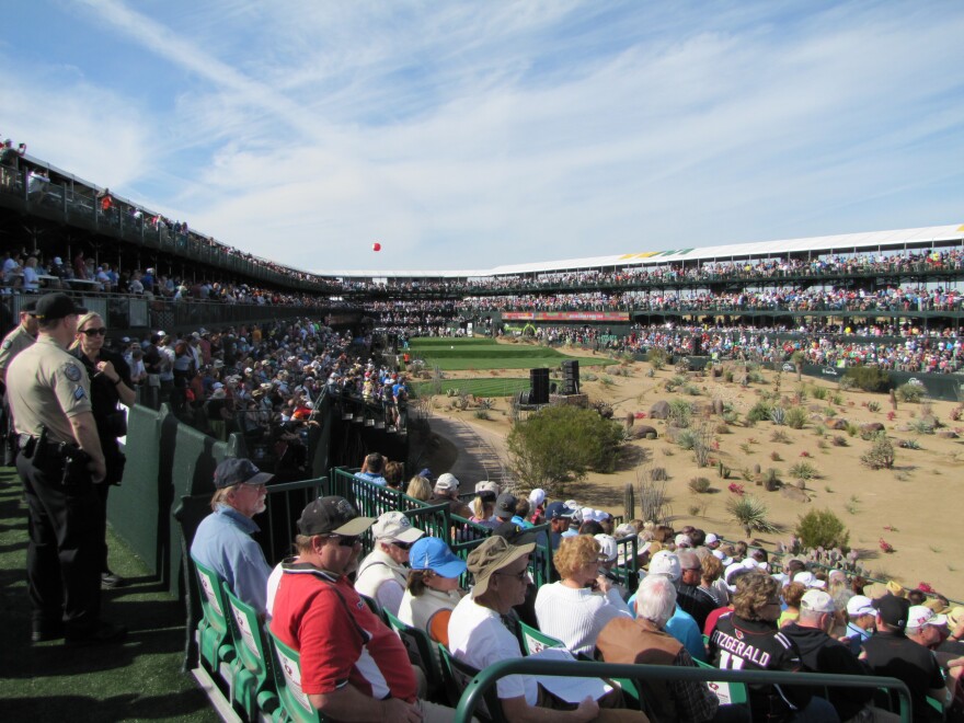A view of the tee at the 16th hole of the TPC Scottsdale.