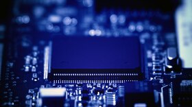 The inside of a computer circuit board