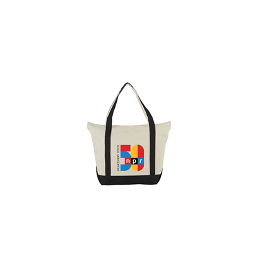 Fall 2021 WUNC Tote Bag featuring the NPR 50th anniversary logo