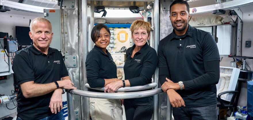 Ax-2 pilot John Shoffner, Ax-2 mission specialist Rayyanah Barnawi, Ax-2 commander Peggy Whitson, and Ax-2 mission specialist Ali Algarni will conduct experiments in space in partnership with TRISH to better understand the impacts of space travel on the human body.