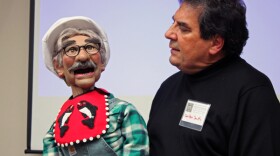 Charlie is Carlton Smith’s second puppet. Smith first started doing ventriloquism 50 years ago as a ten year old boy. Photo by Lisa Phu, KTOO - Juneau.