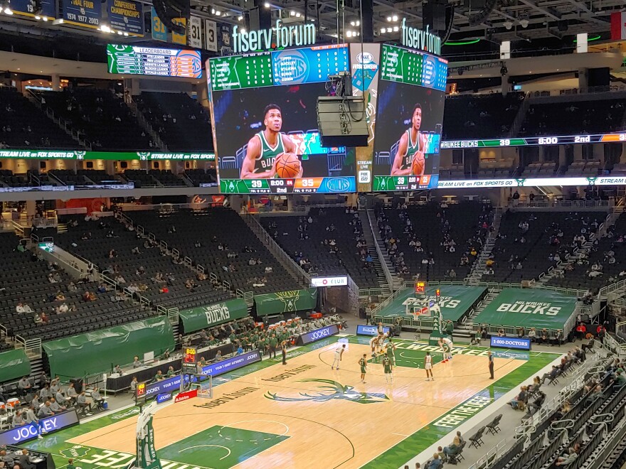 Bucks superstar Giannis Antetokounmpo prepares to shoot a free throw during the March 11 game against the New York Knicks.