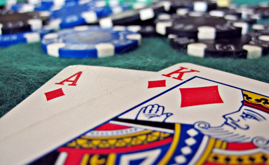 A blackjack game.