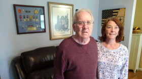 Danny Yeary, shown here with his wife Kathy in their Versailles home in front of a plaque with his military decorations, spent a battle-filled year in Vietnam.