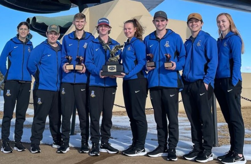 UAF Nanooks Rifle team after winning the PRC Championship at the Air Force Academy at Colorado Springs in early February.