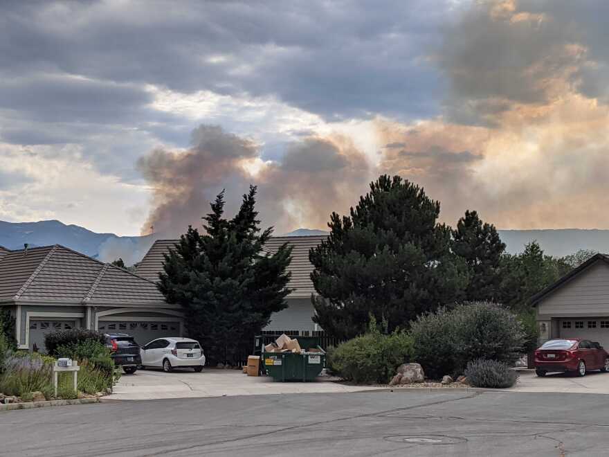 An image looking at the smoke from the Rockfarm Fire in south Reno