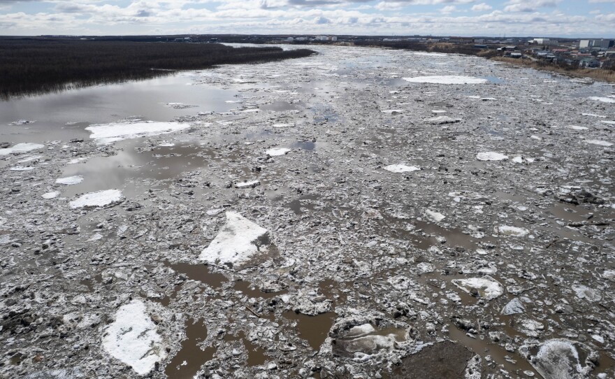 An aerial view of breakup on the Kuskokwim River. May 14, 2026.