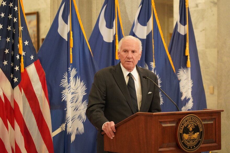 S.C. Gov. Henry McMaster announces line-item vetoes in the 2026-27 state budget at the Statehouse on Monday, Aug. 17, 2026.