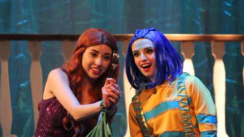 Katt Torres and Isa Scala as Ariel and her bestie, Flounder, in scene from Bishop Verot High's production of 'The Little Mermaid.'