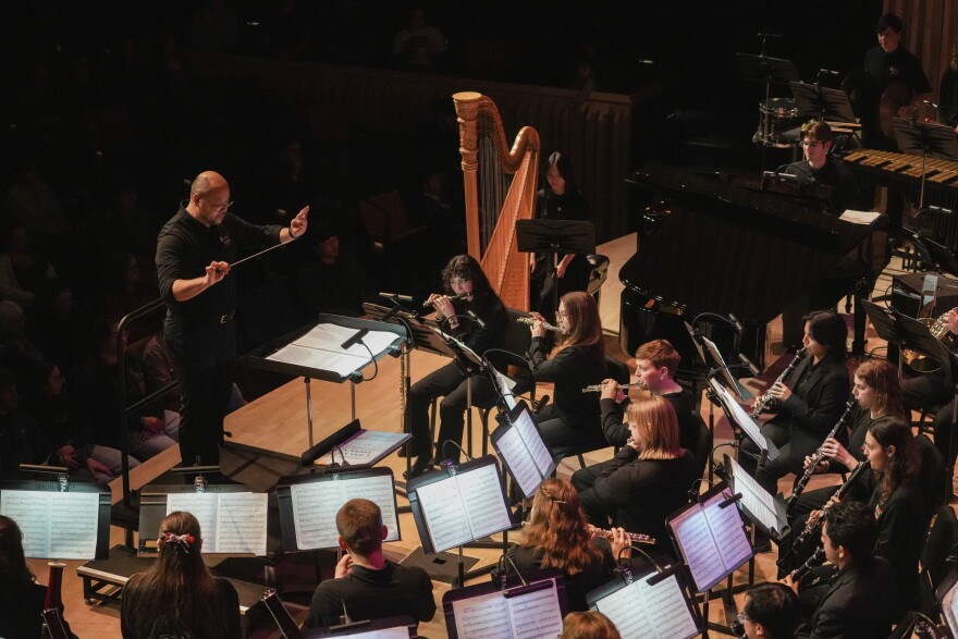Erik Leung conducting the OSU band
