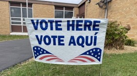 "Vote Here" signs outside St. Theodore's Church on Spencerport Road in Gates, which was an early voting polling site in the 2024 general election.