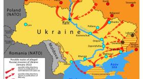 Possible routes of a Russian invasion of Ukraine (created Jan. 2022).