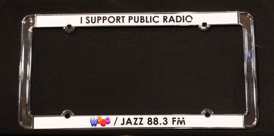 License Plate Frame Tell everyone that you support public radio! Silver Metal Frame with multicolor WBGO logo. Member Cost $25 Non-Member Cost $35