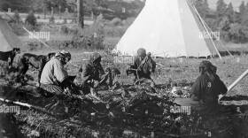 Salish Women Preparing Meats