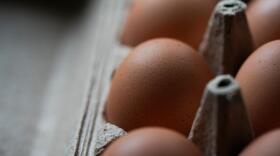 Eggs are seen in a carton on Monday, April 13, 2026, in Portland, Ore. (Jenny Kane/AP)