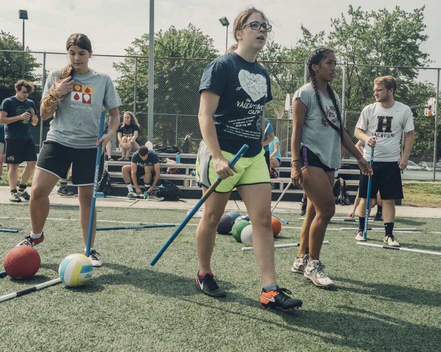 Quidditch isn't divided by sex, and anyone, regardless of their gender identity, is welcome to play. The main rule regarding gender allows a maximum of four people from each team who identify the same way to play at a time.