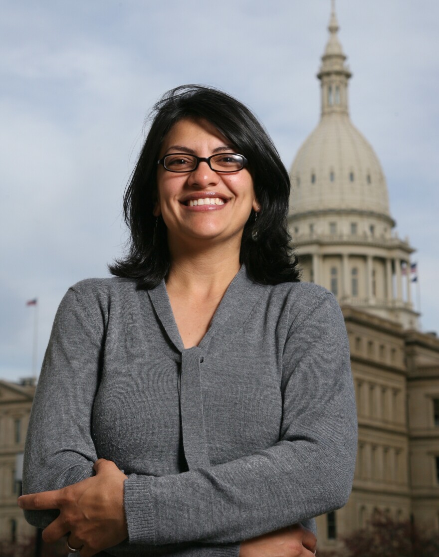Rashida Tlaib is photographed outside the Michigan Capitol in 2008. Elected to the 12th District of the state House, Tlaib is the first Muslim woman ever to serve in the Michigan Legislature.
